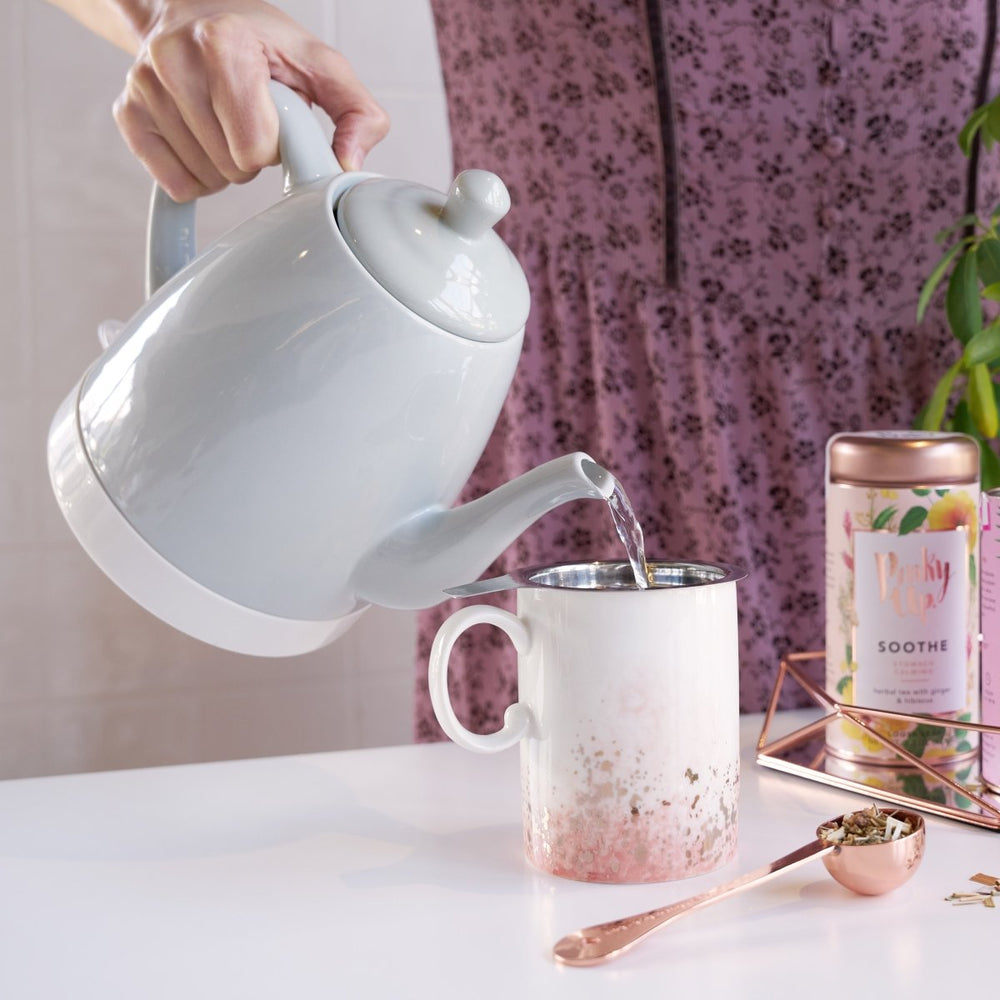 Pinky Up Tea Noelle Ceramic Electric Tea Kettle, Grey - lily & onyx