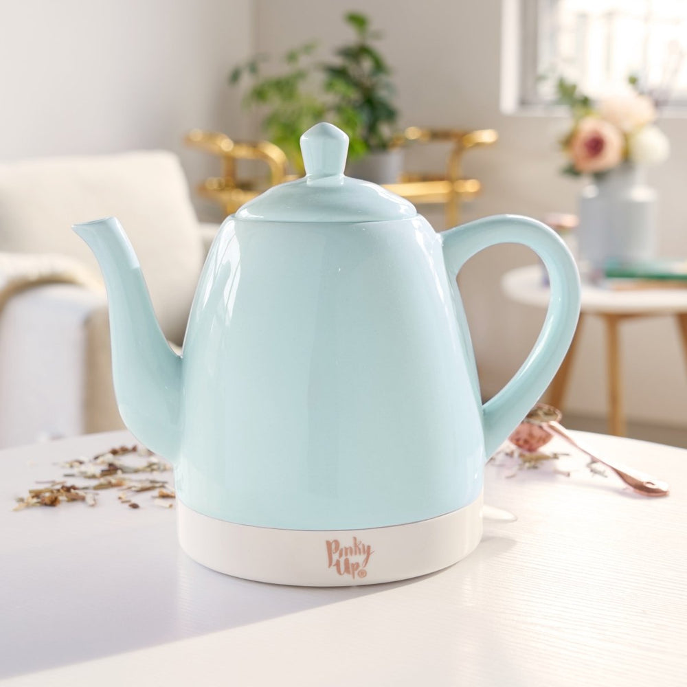 Pinky Up Tea Noelle Ceramic Electric Tea Kettle, Mint - lily & onyx