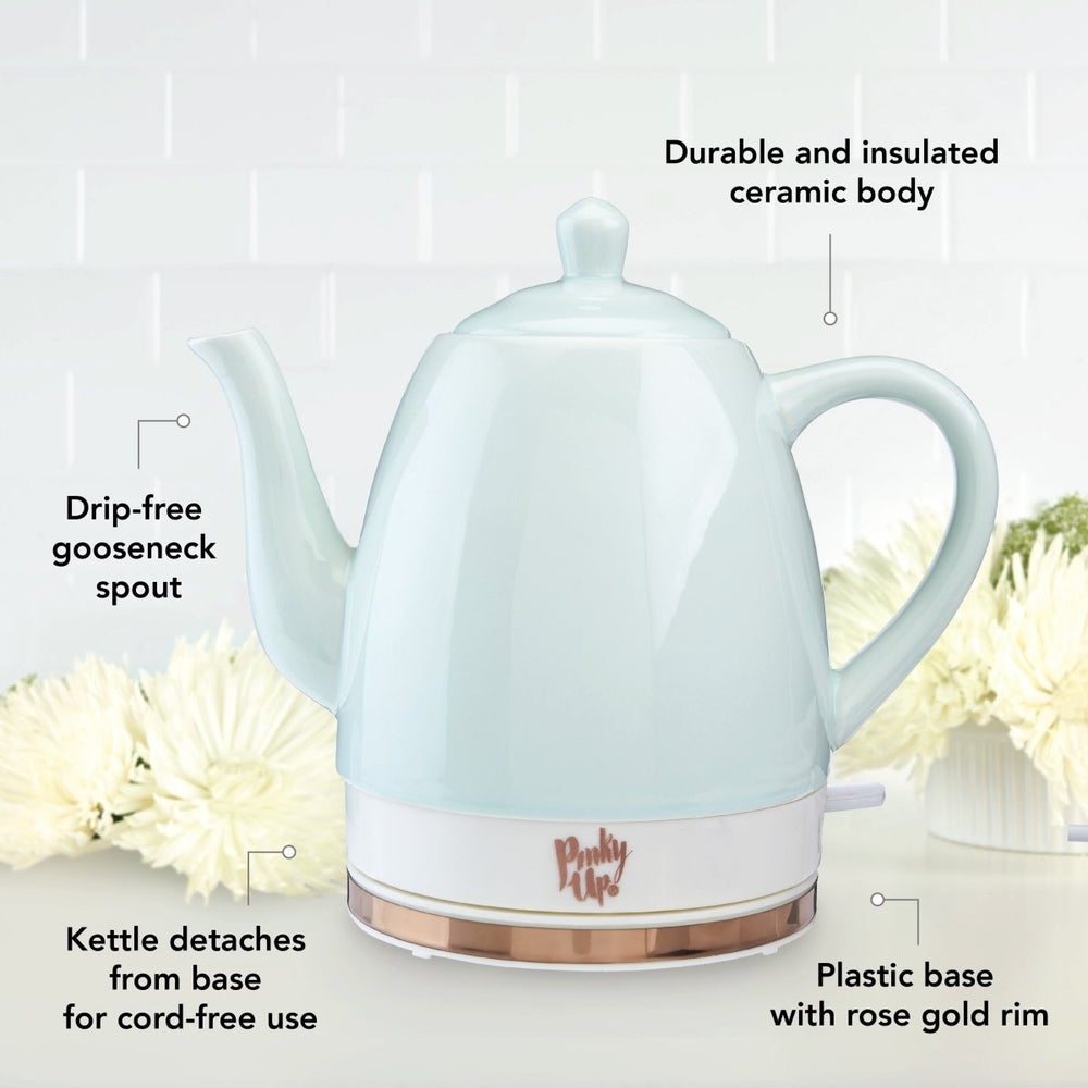 
                      
                        Pinky Up Tea Noelle Ceramic Electric Tea Kettle, Mint - lily & onyx
                      
                    