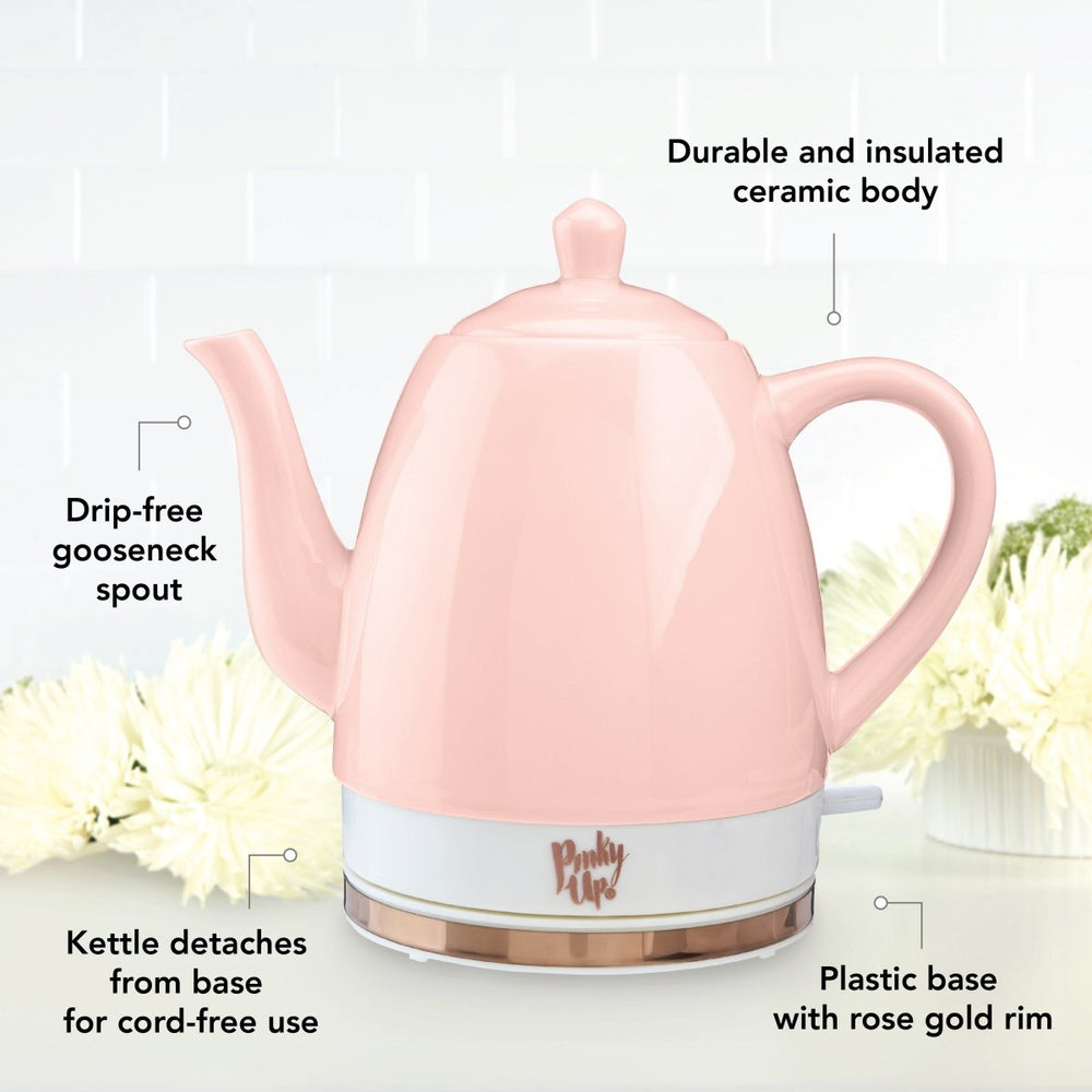 
                      
                        Pinky Up Tea Noelle™ Pink Ceramic Electric Tea Kettle - lily & onyx
                      
                    
