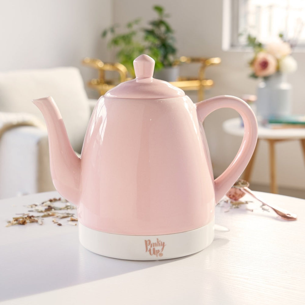 Pinky Up Tea Noelle™ Pink Ceramic Electric Tea Kettle - lily & onyx