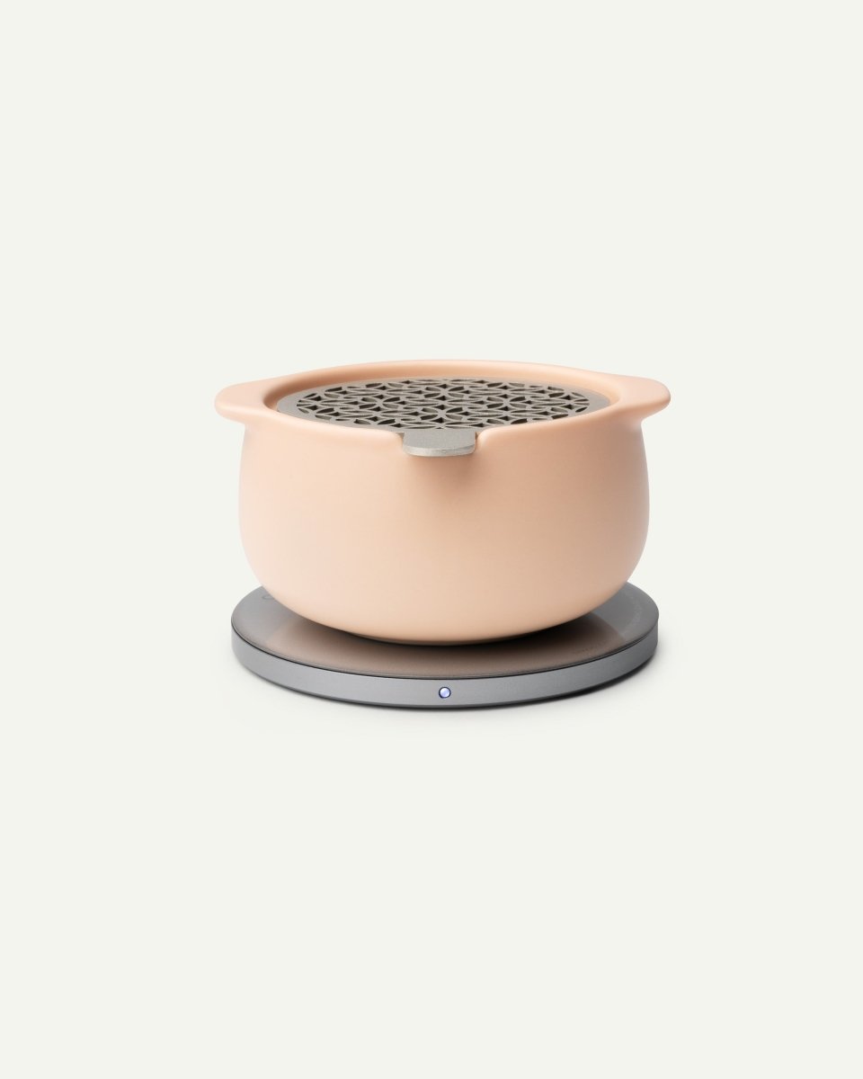 OHOM Jun Self-Heating Ceramic Aromatherapy Diffuser & Wireless Charger Set - Rosy Apricot