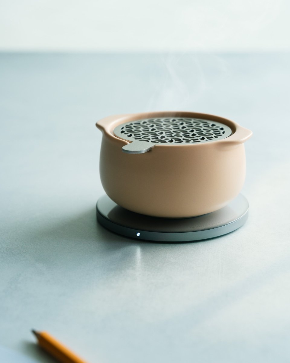OHOM Jun Self-Heating Ceramic Aromatherapy Diffuser & Wireless Charger Set - Rosy Apricot