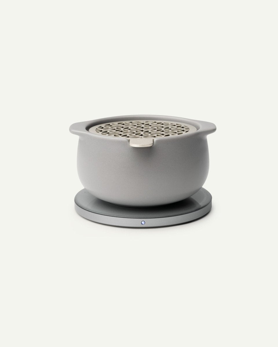OHOM Jun Self-Heating Ceramic Aromatherapy Diffuser & Wireless Charger Set - Soft Gray