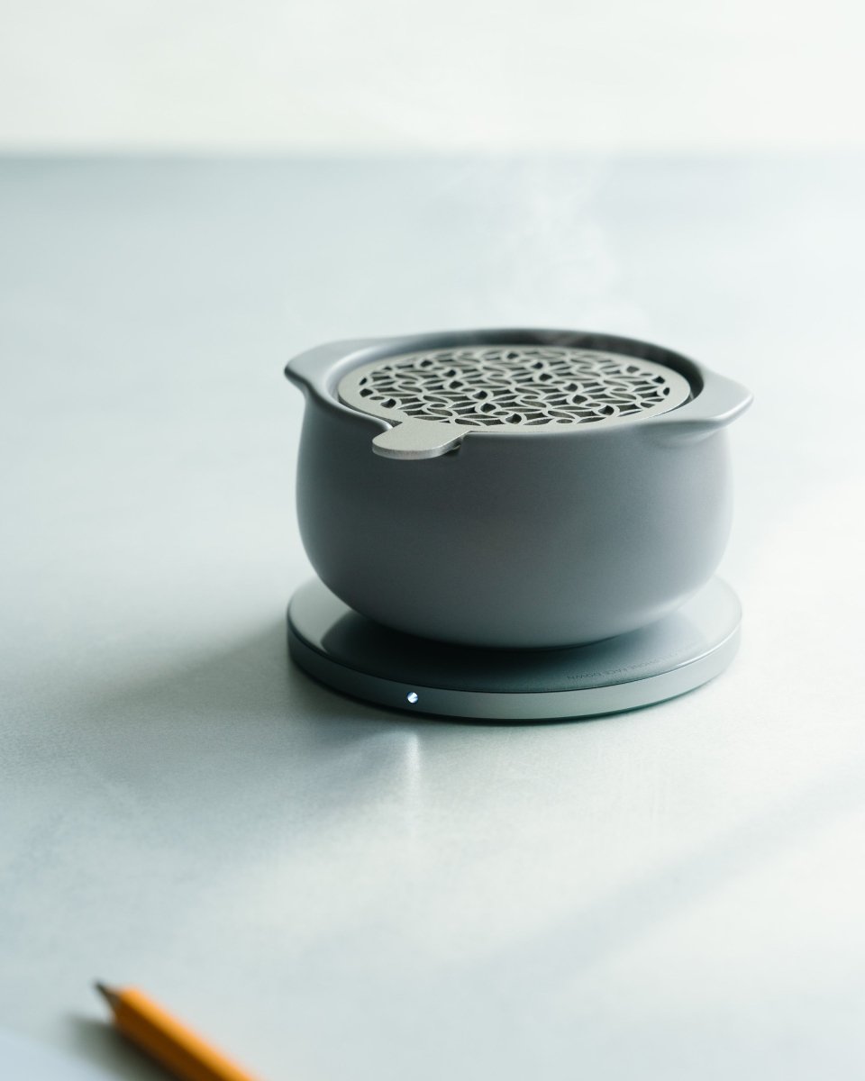 OHOM Jun Self-Heating Ceramic Aromatherapy Diffuser & Wireless Charger Set - Soft Gray