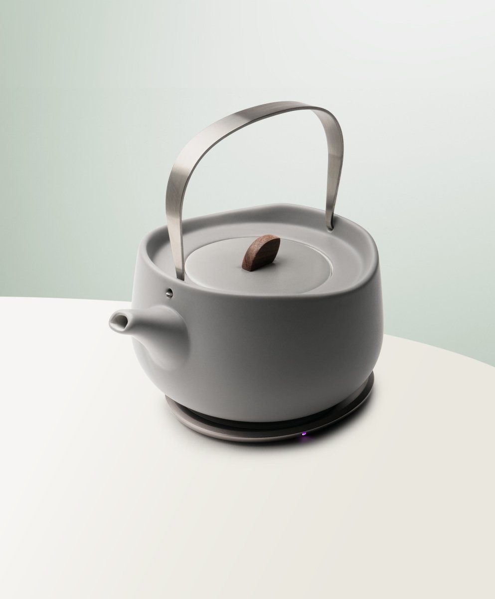 OHOM Leiph Self - Heating Teapot Set - Soft Gray