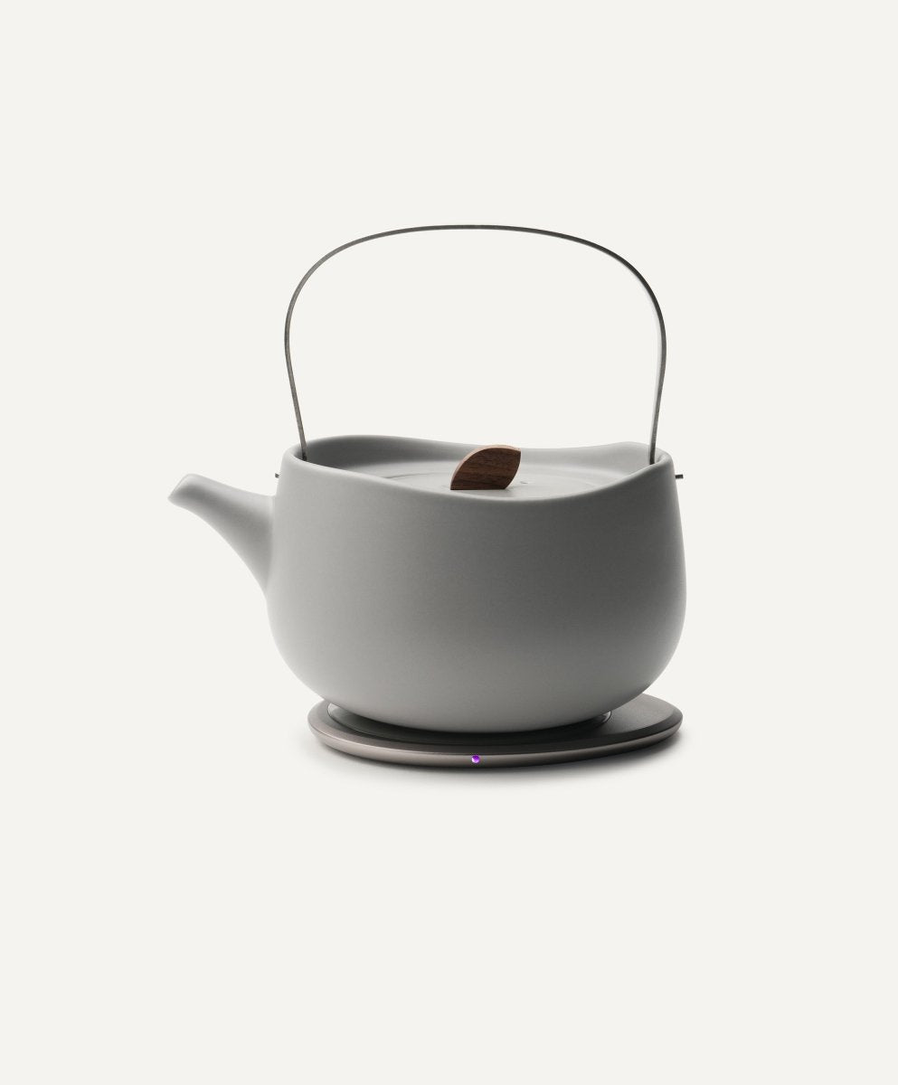 OHOM Leiph Self - Heating Teapot Set - Soft Gray