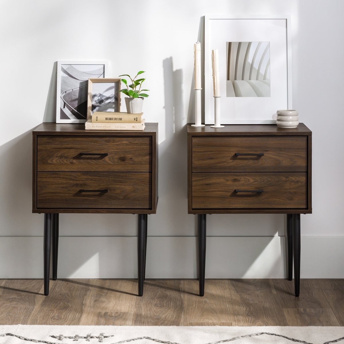 Walker Edison Olivia Two-Drawer Nightstand / Side Table, Set of 2 - lily & onyx