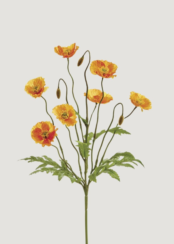Afloral Orange Fake Poppy Blooming Flower Bush - 15" - lily & onyx