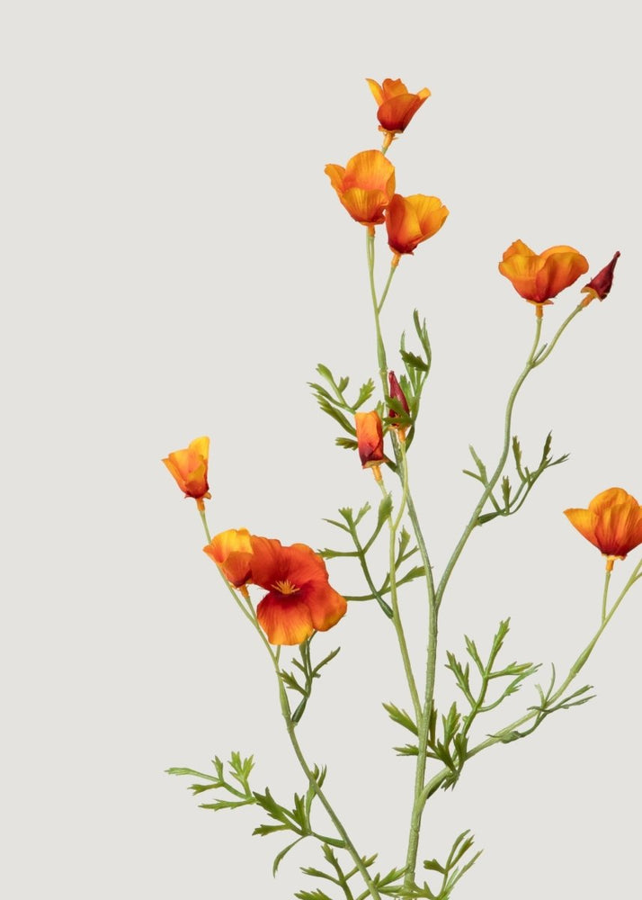 Afloral Orange Mini Fake Poppy Flower Spray - 26" - lily & onyx