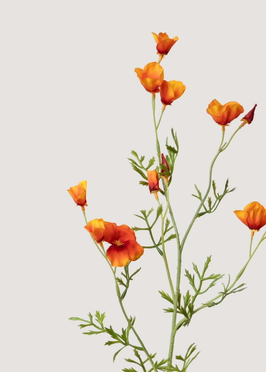 Afloral Orange Mini Fake Poppy Flower Spray - 26" - lily & onyx