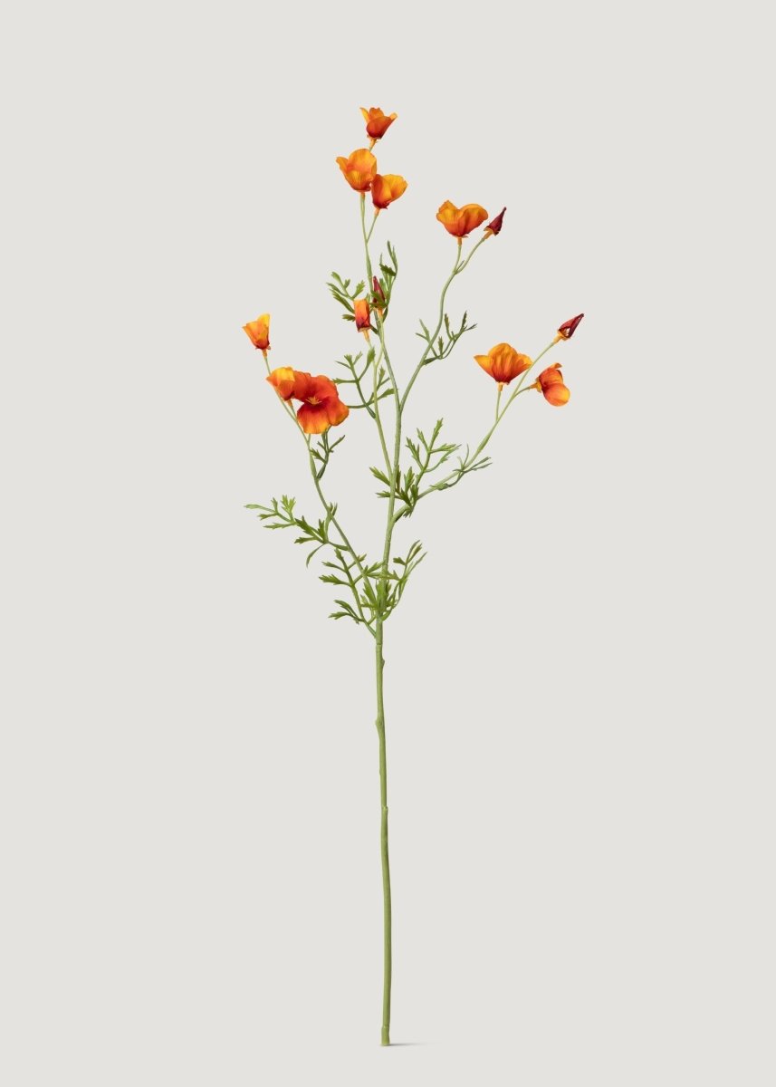 Afloral Orange Mini Fake Poppy Flower Spray - 26" - lily & onyx