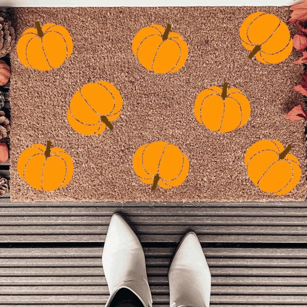 The Doormat Co. Orange Pumpkin Pattern Doormat - lily & onyx