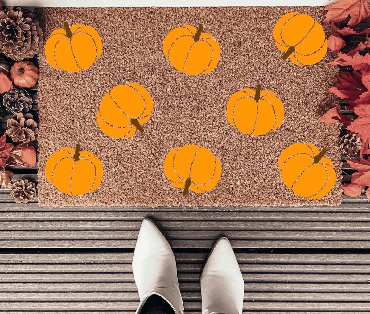 The Doormat Co. Orange Pumpkin Pattern Doormat - lily & onyx