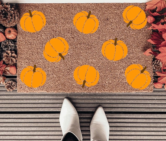 The Doormat Co. Orange Pumpkin Pattern Doormat - lily & onyx