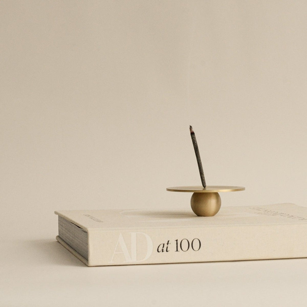 CEDAR AND MYRRH Orb Brass Incense Holder - lily & onyx