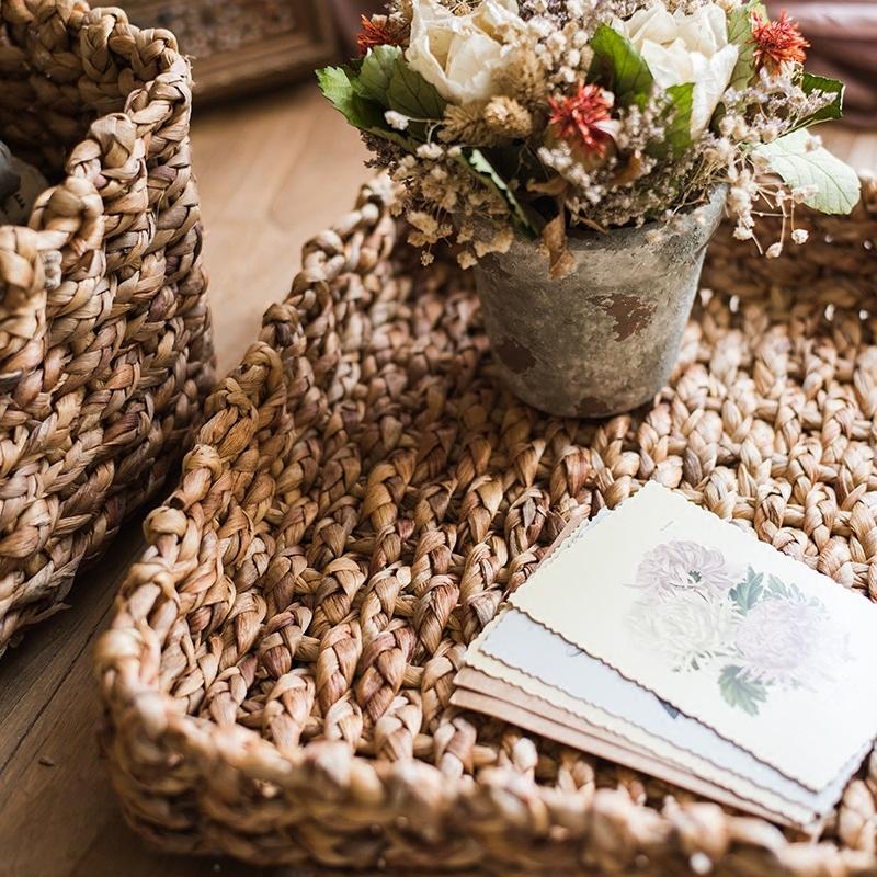 RusticReach Organic Straw Storage Basket with Lid - lily & onyx