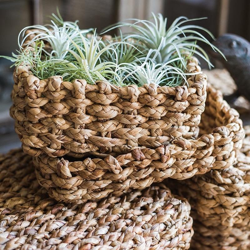 RusticReach Organic Straw Storage Basket with Lid - lily & onyx