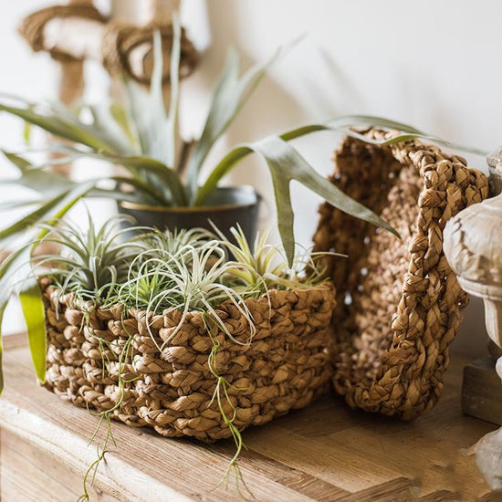 RusticReach Organic Straw Storage Basket with Lid - lily & onyx