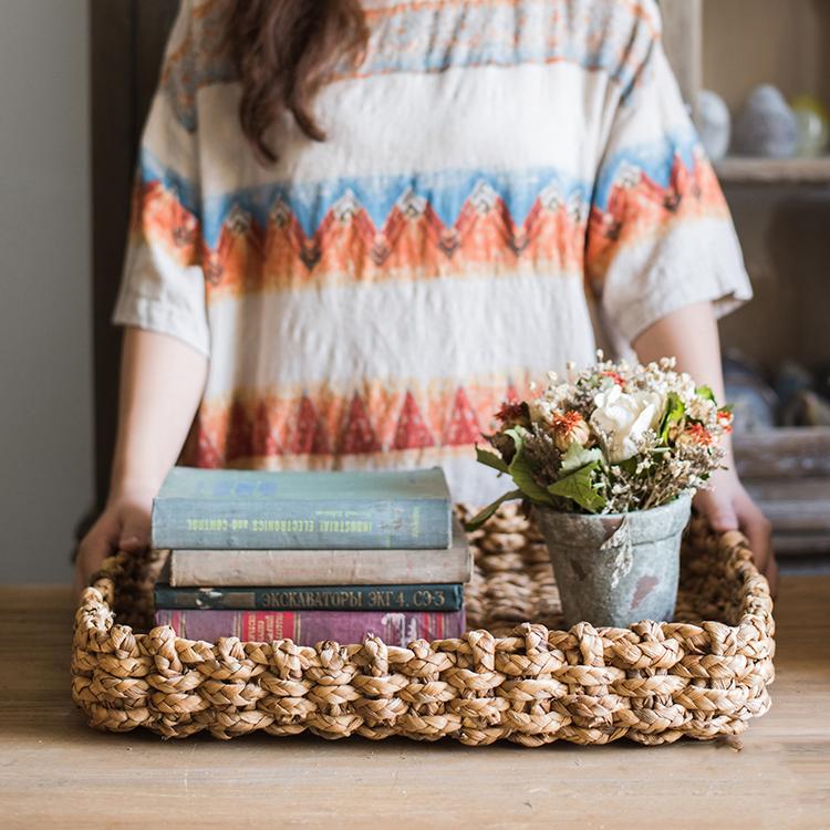 RusticReach Organic Straw Storage Basket with Lid - lily & onyx