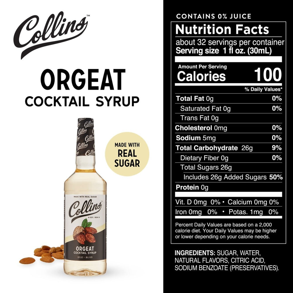 
                      
                        Collins Orgeat Cocktail Syrup, 32 oz - lily & onyx
                      
                    