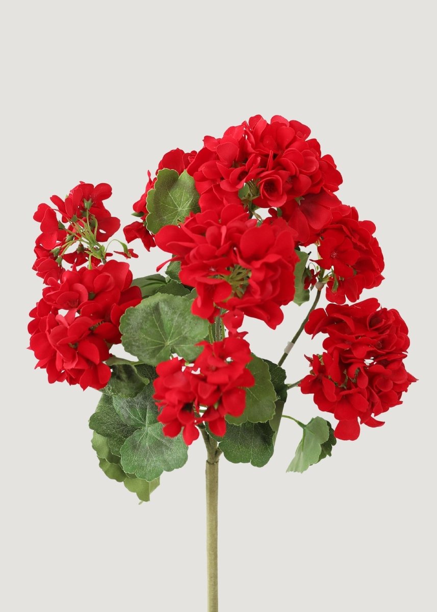 Afloral Outdoor Fake Flowers | Weather Resistant Outdoor Red Geranium Bush, 18" - lily & onyx