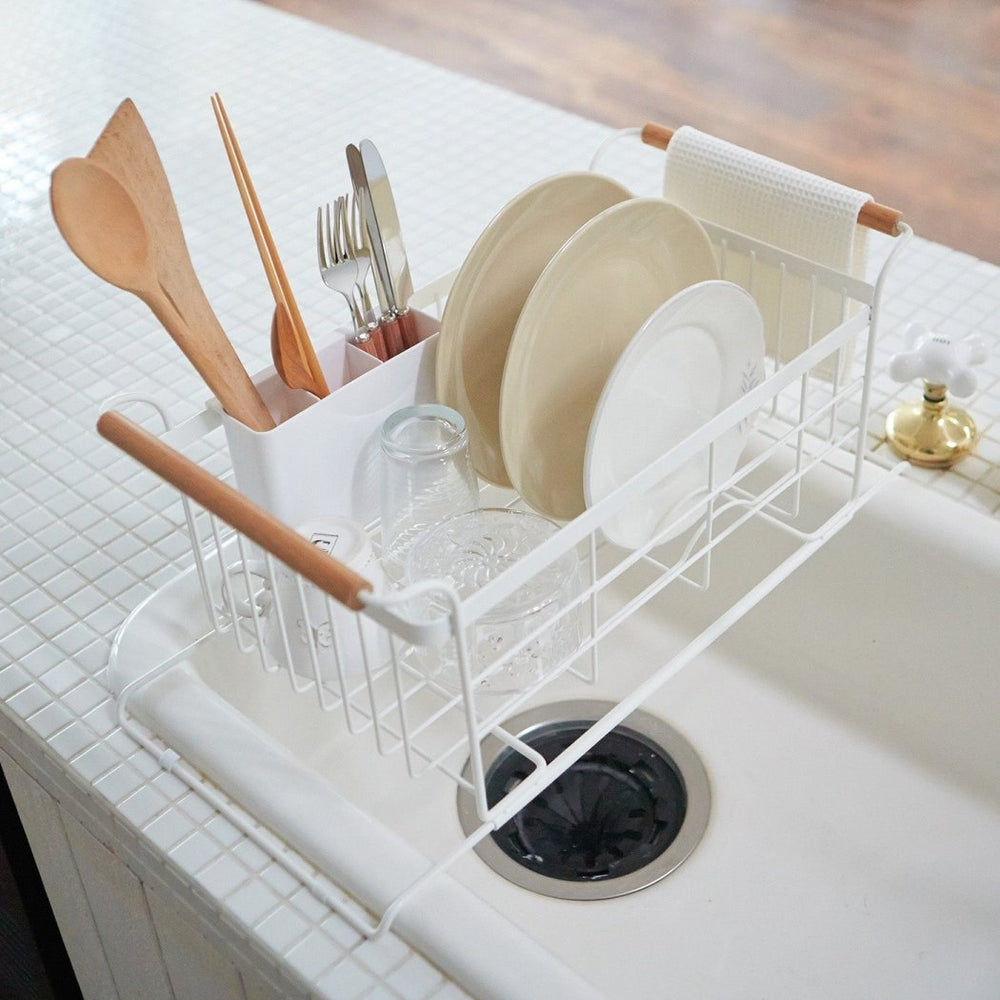 Yamazaki Home Over - the - Sink Dish Rack - Steel + Wood - lily & onyx