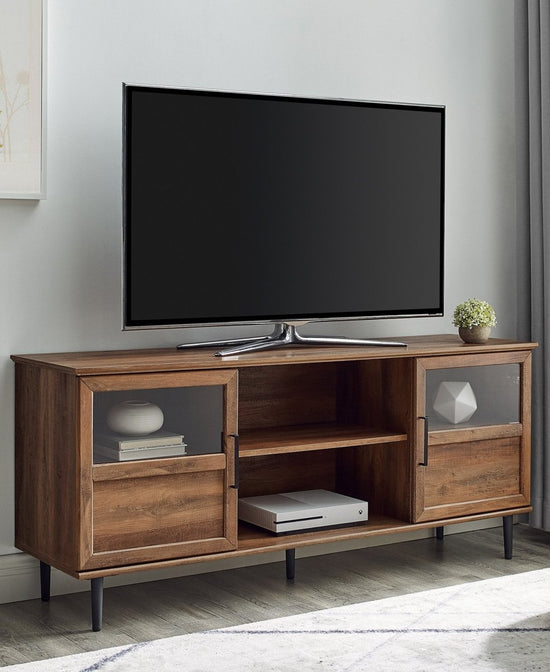 Walker Edison Owen Glass and Wood TV Console - lily & onyx