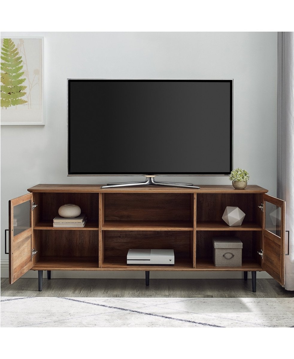 Walker Edison Owen Glass and Wood TV Console - lily & onyx