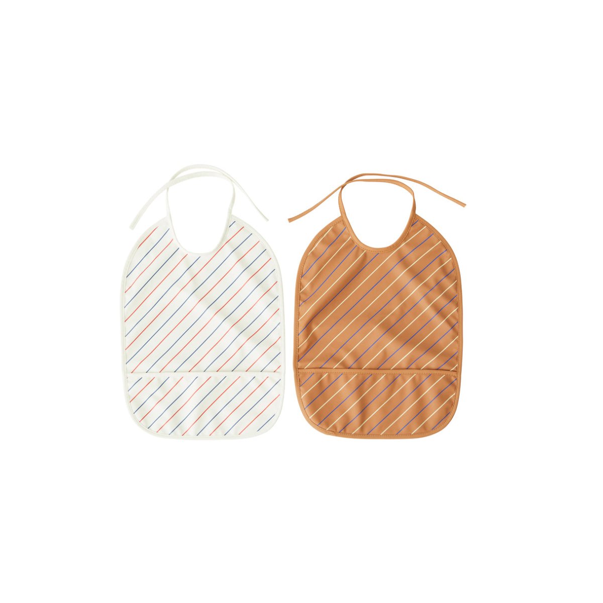 oyoy.us Bib Striped, Mellow / Caramel - 2pk