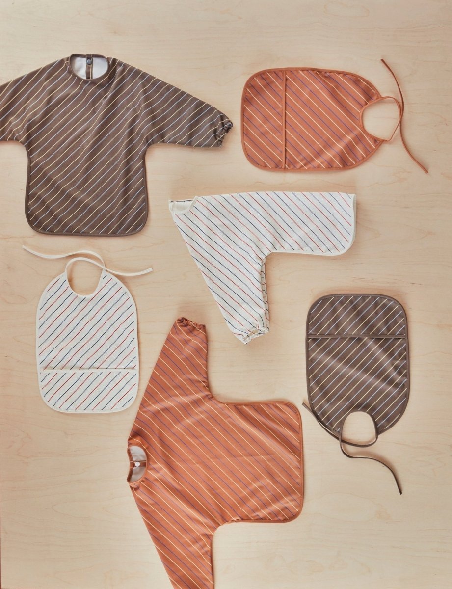 oyoy.us Bib Striped, Mellow / Choko - 2pk