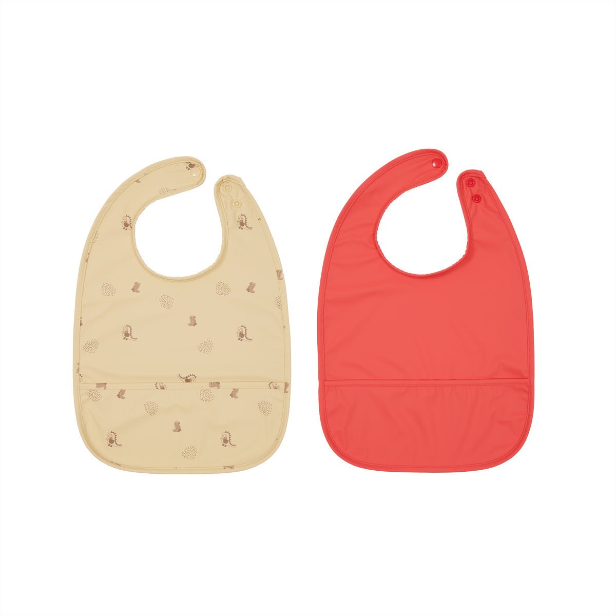 oyoy.us Dino Bib Set in Butter and Cherry Red