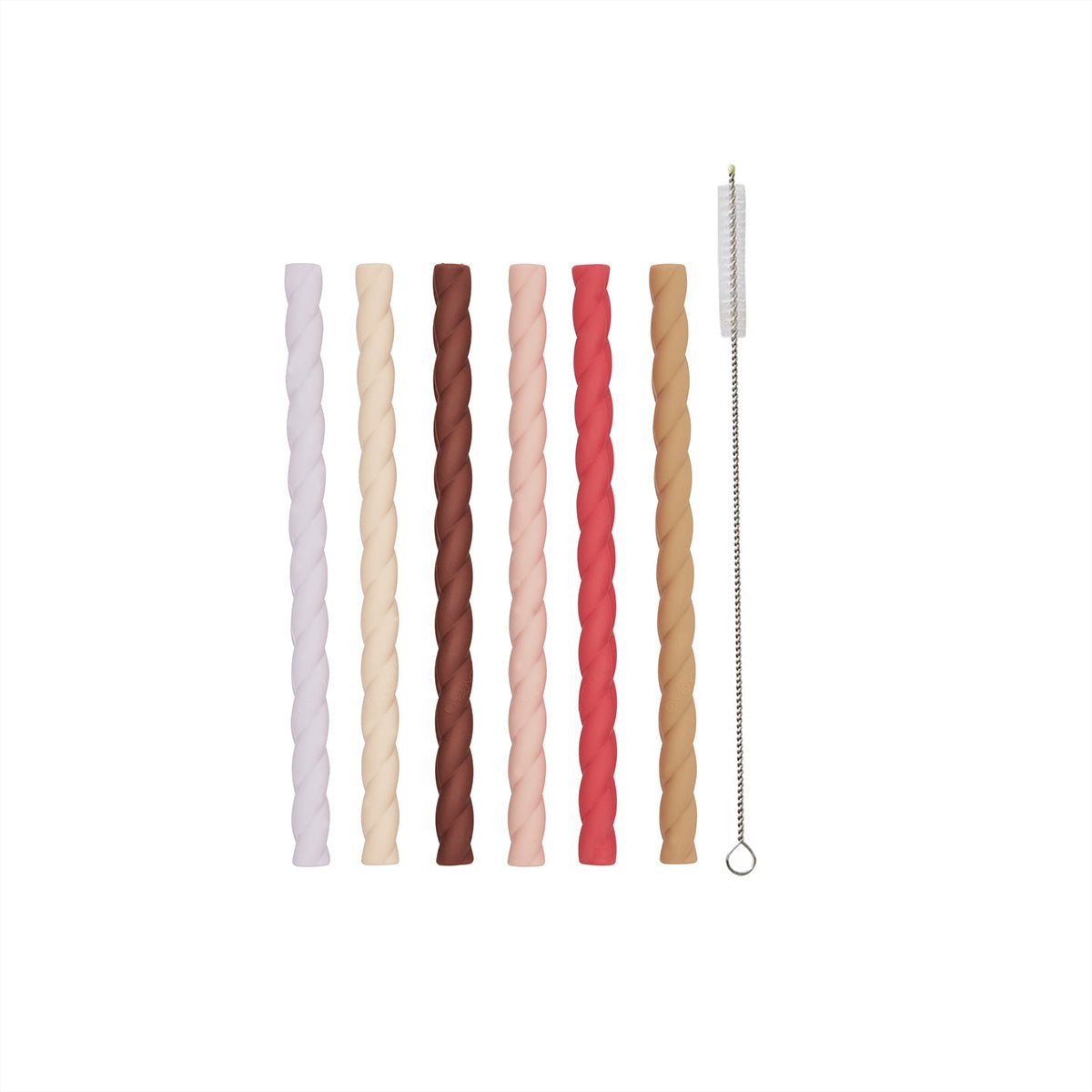 oyoy.us Mellow Silicone Straw, Set of 6 - Cherry Red/Vanilla