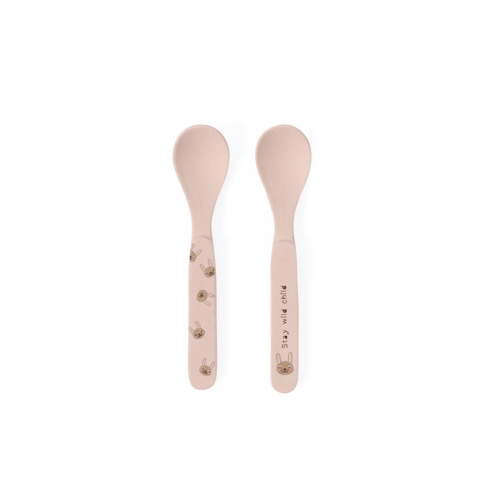 oyoy.us Rabbit Bamboo Spoons, Set of 2 - Rose