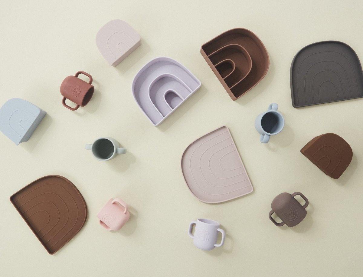 oyoy.us Rainbow Plate & Bowl - Caramel/Lavender