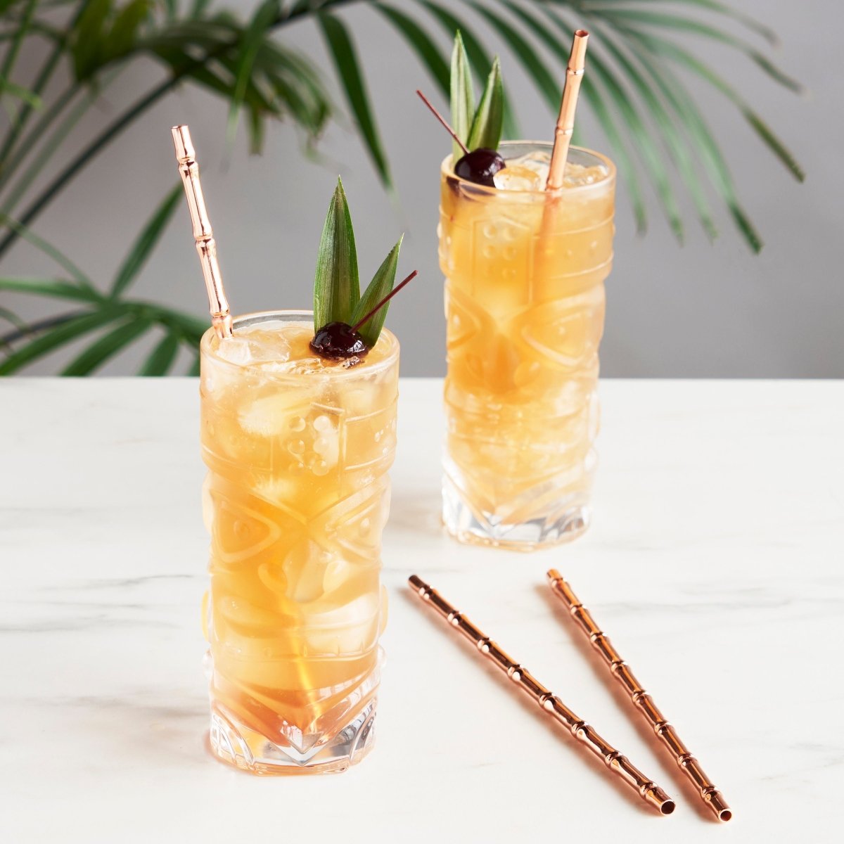 Viski Pacific Bamboo Straws in Copper, Set of 4