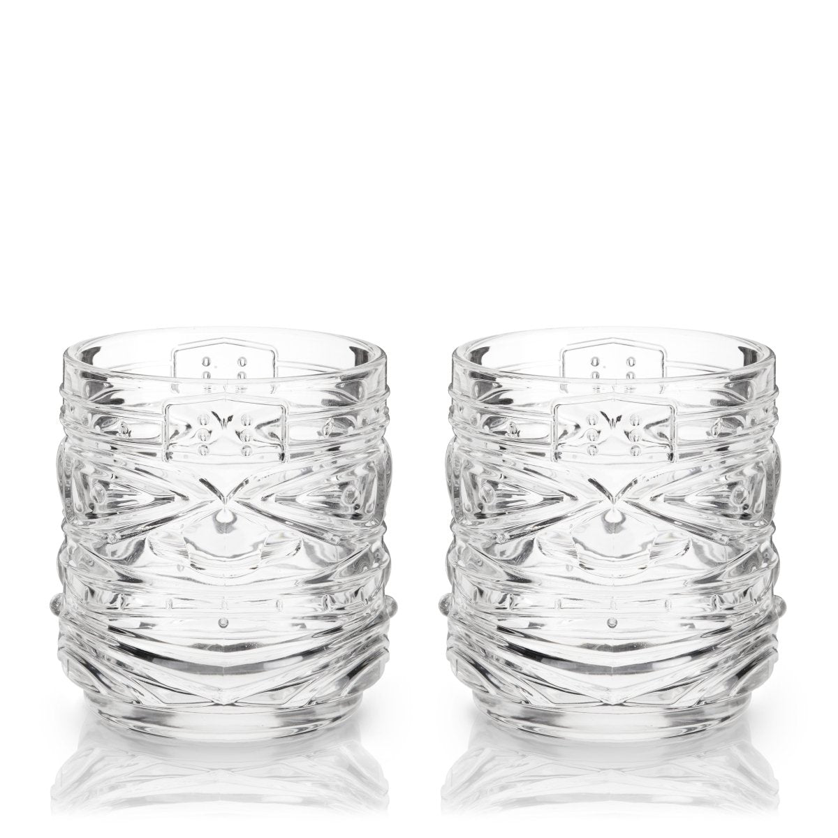 Viski Pacific Crystal Tiki DOF Tumblers, Set of 2