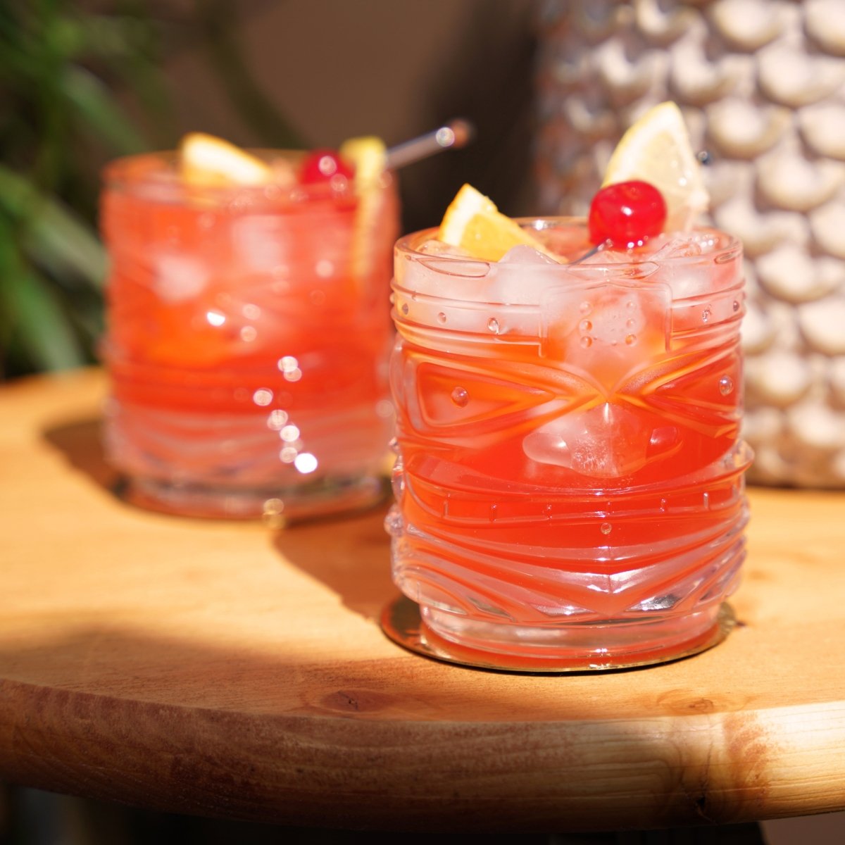 Viski Pacific Crystal Tiki DOF Tumblers, Set of 2