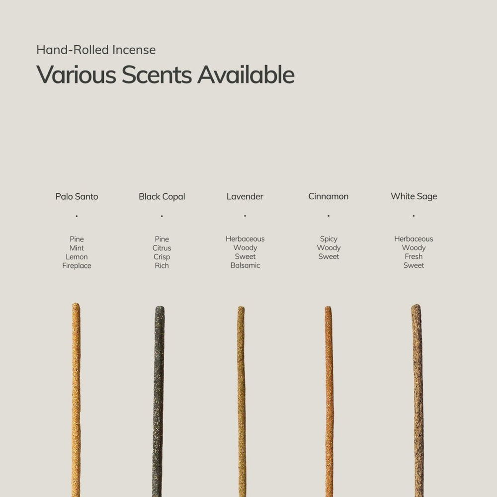 
                      
                        CEDAR AND MYRRH Palo Santo Hand - Rolled Incense Sticks – 7 Sticks - lily & onyx
                      
                    