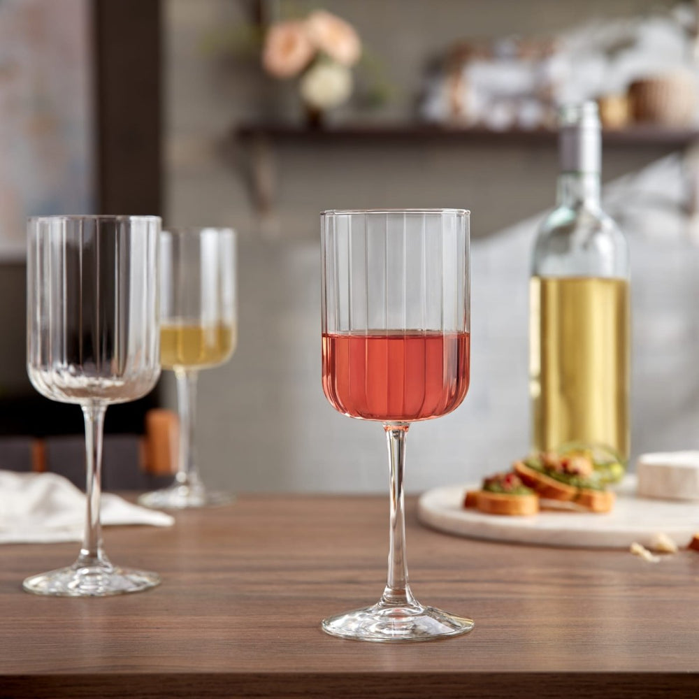 Libbey Paneled All Purpose Wine Glasses, 13.5 oz - Set of 4 - lily & onyx