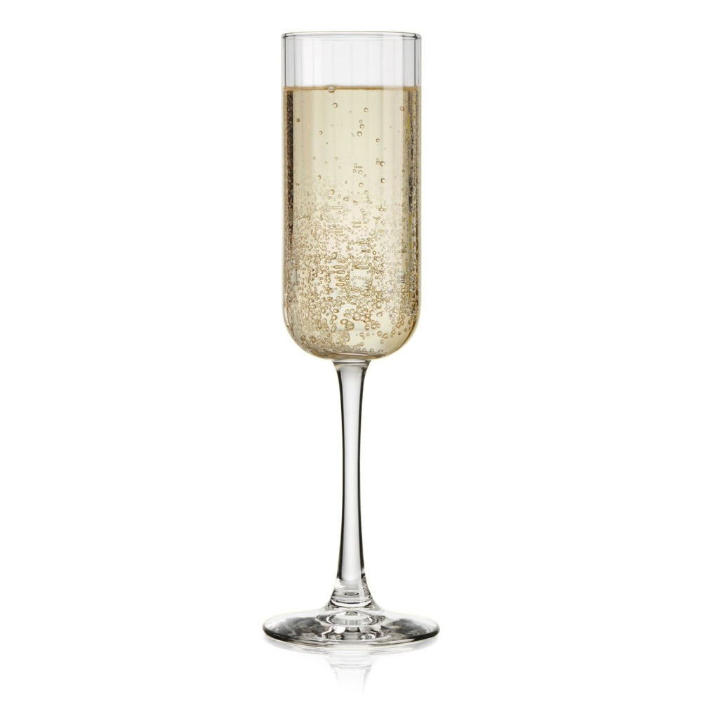 
                      
                        Libbey Paneled Champagne Flute Glasses, 7.5 oz - Set of 4 - lily & onyx
                      
                    