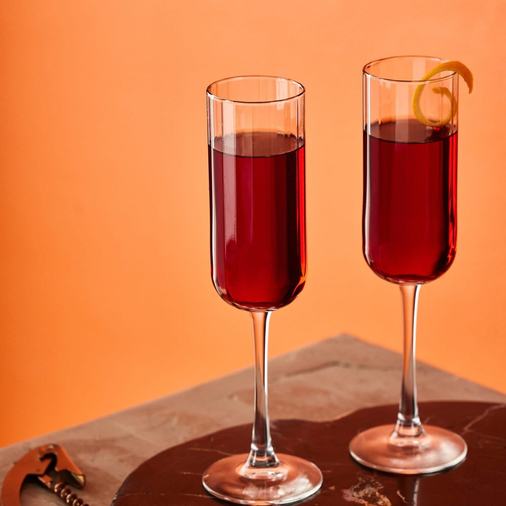Libbey Paneled Champagne Flute Glasses, 7.5 oz - Set of 4 - lily & onyx