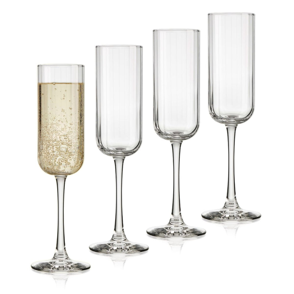 Libbey Paneled Champagne Flute Glasses, 7.5 oz - Set of 4 - lily & onyx