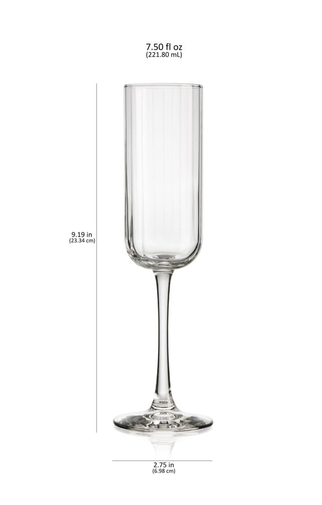 
                      
                        Libbey Paneled Champagne Flute Glasses, 7.5 oz - Set of 4 - lily & onyx
                      
                    