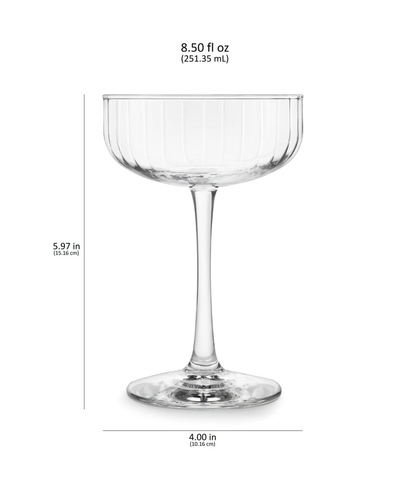 
                      
                        Libbey Paneled Coupe Cocktail Glasses, 8.5 oz - Set of 4 - lily & onyx
                      
                    