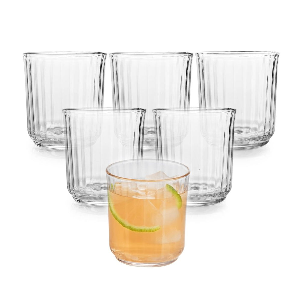 Libbey Paneled Double Old Fashioned Rocks Glasses, 11.2 oz - Set of 6 - lily & onyx