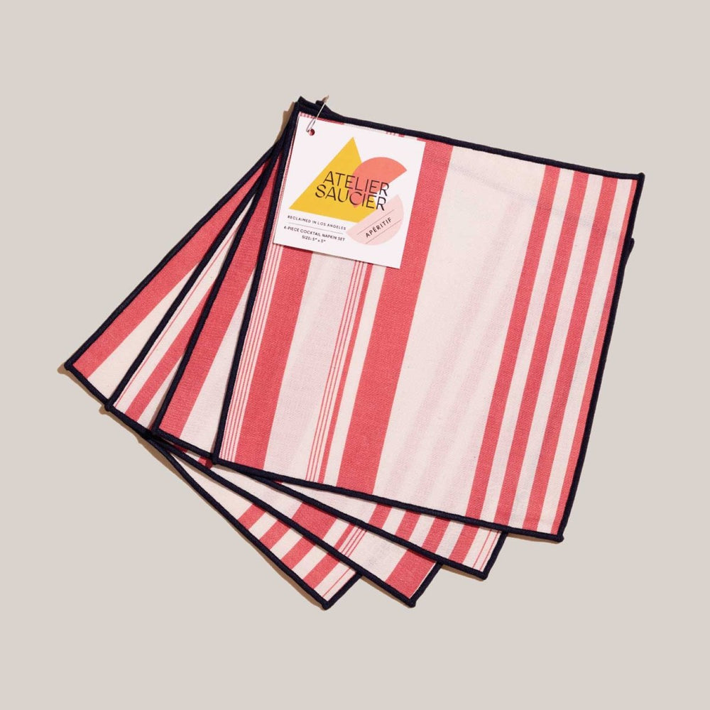 ATELIER SAUCIER Parasol Stripe Appetizer Napkins | Set of 4 - lily & onyx