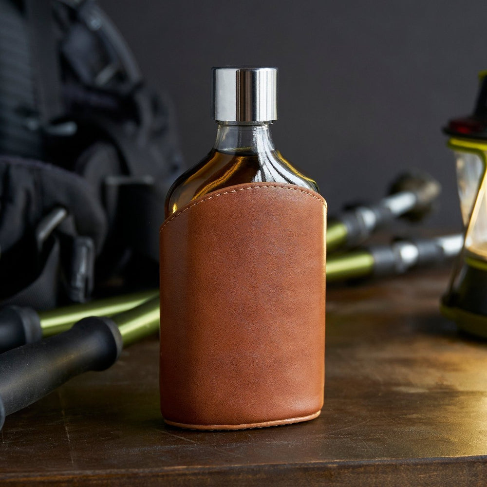 Viski Parker Leather - Wrapped Glass Flask - lily & onyx