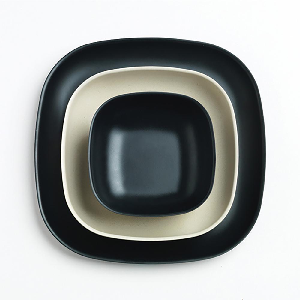 Bamboo Medium Plate, 4 Piece Set - Black