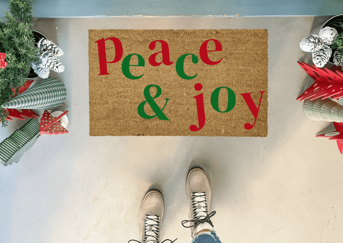 Nickel Designs Custom Doormats Peace and Joy Christmas Doormat